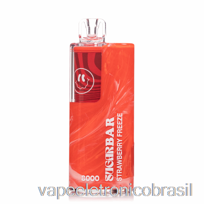 Vape Recarregável Barra De Açúcar Sb8000 Descartável Morango Congelar